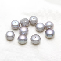 Halvdelen boret ferskvandskulturperle Beads, Ferskvandsperle, Button, halv-boret, mørklilla, 8.5-9mm, Hole:Ca. 1mm, Solgt af par