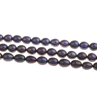 Rice ferskvandskulturperle Beads, Ferskvandsperle, Ris, grøn, klasse A, 7-8mm, Hole:Ca. 0.8mm, Solgt Per 15 inch Strand