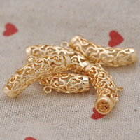 24 K ゴールド ビーズ, 銅, 純金メッキ/24金メッキ, くり抜き, 鉛、カドミウムフリー, 28x8mm, 穴:約 2-5mm, 20パソコン/バッグ, 売り手 バッグ