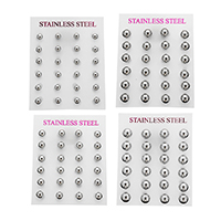 Roestvrij staal Stud Earrings, Ronde, verschillende grootte voor keus, oorspronkelijke kleur, 12paren/Lot, Verkocht door Lot