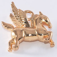 24K or pendentif, laiton, cheval, Plaqué d'or 24K, sans plomb et cadmium, 15.3x15.6mm, Trou:Environ 1-2mm, 20PC/sac, Vendu par sac