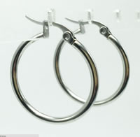 Mens Stainless Steel Hoop Earring, Zinc Alloy, rustfrit stål ørering indlæg, Donut, platin farve forgyldt, forskellig størrelse for valg, bly & cadmium fri, Solgt af par