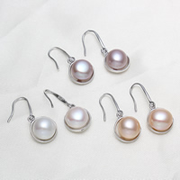 Sladkovodní Pearl náušnice, s Mosaz, platinové barvy á, přírodní, více barev na výběr, 8-9mm, 11x26x8mm, Prodáno By Pair