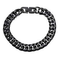 Los hombres de la pulsera y del brazalete, acero inoxidable, iónico negro, cadenilla & para hombre, 17x10.50x2mm, Vendido para aproximado 8 Inch Sarta