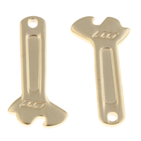 Roestvrij stalen sieraden Hangers, Roestvrij staal, Moersleutel, gold plated, 11x22x2mm, Gat:Ca 1mm, Verkocht door PC