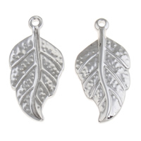 Pendants Jewelry Cruach dhosmálta, Leaf, dath bunaidh, 19x39x4mm, Poll:Thart 2mm, Díolta De réir PC