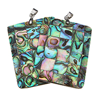 Abalone Shell Riipus, kanssa Makeanveden Shell & Messinki, Suorakulmio, platina väri päällystetty, mosaiikki, 30.50x40.50x4mm, Reikä:N. 4x5mm, Myymät PC