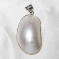 Natural White Shell Pendler, med Messing, platin farve forgyldt, 28x50x14mm, Hole:Ca. 7x8mm, Solgt af PC