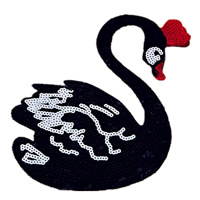 Syning -on Patch, Klud, med Plastic Sequin, Swan, 200x250mm, 30sæt/Lot, 5pc'er/sæt, Solgt af Lot