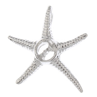 Messing Peg Bail, Starfish, platin farve forgyldt, nikkel, bly & cadmium fri, 19x20x5mm, Hole:Ca. 2x3mm, Indvendig diameter:Ca. 1x2mm, Solgt af PC