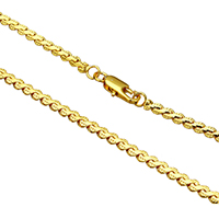 Collier chaîne en laiton, Placage de couleur d'or, chaîne serpentine & pour femme, protéger l'environnement, sans nickel, plomb et cadmium, 3x2mm, Vendu par Environ 17.5 pouce brin