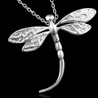 Mosaz Šperky Přívěsky, Dragonfly, skutečný postříbřené, olovo a kadmium zdarma, 30x25mm, Otvor:Cca 3-5mm, 10PC/Bag, Prodáno By Bag