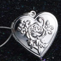 Ottone Ciondoli Locket, Cuore, placcato argento vero, assenza di piombo & cadmio, 29x27mm, Foro:Appross. 3-5mm, 10PC/borsa, Venduto da borsa