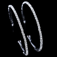 Zinc Alloy Hoop Earring, roestvrij staal oorbel bericht, Donut, platinum plated, met strass, lood en cadmium vrij, 2mm, 3paren/Bag, Verkocht door Bag