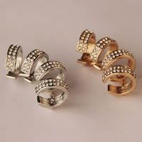 Fashion Øreringe Cuff, Zinc Alloy, forgyldt, med rhinestone, flere farver til valg, bly & cadmium fri, 30mm, Solgt af PC