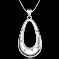 Bijoux pendentifs en laiton, larme, Plaqué d'argent, creux, sans plomb et cadmium, 16x32mm, Trou:Environ 3-5mm, Vendu par PC