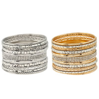 Zinc Alloy Bangle Set, med Krystal, forgyldt, facetteret & med rhinestone & multi-streng, flere farver til valg, bly & cadmium fri, 71mm, Indvendig diameter:Ca. 68mm, Længde Ca. 8 inch, Solgt af sæt