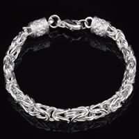 laiton bracelet, Plaqué d'argent, chaîne byzantine, sans plomb et cadmium, 6mm, Vendu par Environ 8 pouce brin