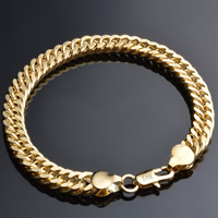 metal Pulsera, chapado en oro de 18 K, cadena de trigo, libre de plomo & cadmio, 8mm, Vendido para aproximado 8 Inch Sarta