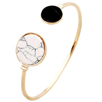 Zinc Alloy Manchet Bangle, met Hars, Rond plat, gold plated, imitatie turkoois, lood en cadmium vrij, 60mm, Binnendiameter:Ca 60mm, Lengte Ca 7 inch, Verkocht door PC