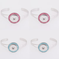 Chunk pulsera Button, aleación de zinc, chapado en color de platina, para mujer & con diamantes de imitación, más colores para la opción, libre de plomo & cadmio, 18mm, diámetro interior:aproximado 6mm, Vendido para aproximado 7 Inch Sarta