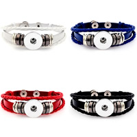 Snap Button Bracelet Zinc Alloy with PU Leather plated for woman lead & cadmium free 18mm Inner Approx 6mm Sold Per Approx 7 Inch Strand