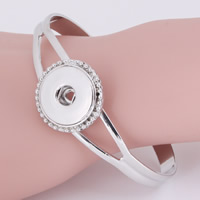 Chunk pulsera Button, aleación de zinc, chapado en color de platina, para mujer, libre de plomo & cadmio, 18mm, diámetro interior:aproximado 6mm, Vendido para aproximado 7 Inch Sarta