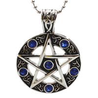 Pendentifs en titane, Acier titane, Pentagram, avec strass & noircir, 37.6x50mm, Trou:Environ 3-5mm, Vendu par PC