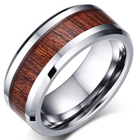 Stainless Steel Finger Ring for Men Tungsten Steel with Paper imitation wood & for man original color 8mm Sold By PC