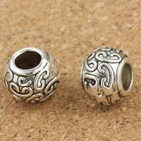 Zinklegering European Beads, Zinc Alloy, Drum, antiek zilver plated, zonder troll, lood en cadmium vrij, 8x10mm, Gat:Ca 5mm, 30pC's/Bag, Verkocht door Bag