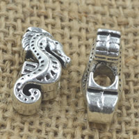 Zinek European korálky, Seahorse, starožitné barva postříbřená, bez troll, olovo a kadmium zdarma, 19x12x9mm, Otvor:Cca 4mm, 30PC/Bag, Prodáno By Bag