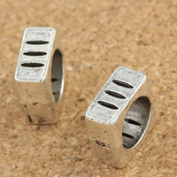 Zink Legierung Perlen Schmuck, Zinklegierung, Quadrat, antik silberfarben plattiert, großes Loch, frei von Blei & Kadmium, 5x10mm, Bohrung:ca. 7mm, 30PCs/Tasche, verkauft von Tasche