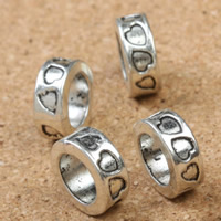 Zinklegering Sieraden Kralen, Zinc Alloy, Rondelle, antiek zilver plated, groot gat, lood en cadmium vrij, 12x5mm, Gat:Ca 8mm, 30pC's/Bag, Verkocht door Bag