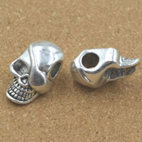 Perles European en alliage de zinc, crane, Plaqué de couleur d'argent, sans filetage, sans plomb et cadmium, 19x12x9mm, Trou:Environ 5mm, 30PC/sac, Vendu par sac