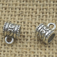 Perles de Bail en alliage de zinc , pilier, Plaqué de couleur d'argent, sans plomb et cadmium, 11x8x8mm, Trou:Environ 1.5mm, 5mm, 30PC/sac, Vendu par sac