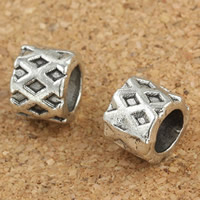 Zinklegering European Beads, Zinc Alloy, Drum, antiek zilver plated, zonder troll, lood en cadmium vrij, 7x9mm, Gat:Ca 5mm, 30pC's/Bag, Verkocht door Bag