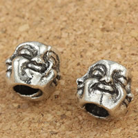 coirníní Buddhist, Sinc Alloy, Buddha, dath airgid antique plátáilte, jewelry Búdaíoch & gan troll, luaidhe & caidmiam saor in aisce, 8x9mm, Poll:Thart 4mm, 30ríomhairí pearsanta/Mála, Díolta De réir Mála