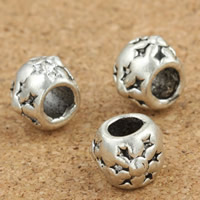 Zinklegering European Beads, Zinc Alloy, Drum, antiek zilver plated, zonder troll, lood en cadmium vrij, 8x7mm, Gat:Ca 4mm, 30pC's/Bag, Verkocht door Bag