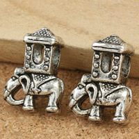 Zink Legierung Europa Perlen, Zinklegierung, Elephant, antik silberfarben plattiert, ohne troll, frei von Blei & Kadmium, 8x14x20mm, Bohrung:ca. 5mm, 30PCs/Tasche, verkauft von Tasche