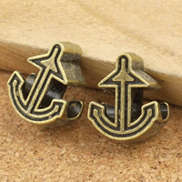 Zinc Alloy European perler, Anchor, antik bronze farve forgyldt, nautiske mønster & uden trold, bly & cadmium fri, 16x13x7mm, Hole:Ca. 5mm, 30pc'er/Bag, Solgt af Bag