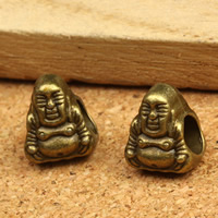 Grânulos budista, liga de zinco, Buda, banho de cor bronze antigo, jóias budista & sem troll, Chumbo e cádmio livre, 11x10x8mm, Buraco:Aprox 4.5mm, 30PCs/Bag, vendido por Bag