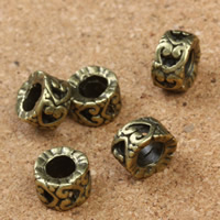 Perles European en alliage de zinc, rondelle, Plaqué de couleur de bronze antique, sans filetage, sans plomb et cadmium, 11x9x6mm, Trou:Environ 5mm, 30PC/sac, Vendu par sac