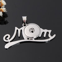 Stuk knop hanger instelling, Zinc Alloy, Word mam, platinum plated, Mother Day Jewelry & met brief patroon, lood en cadmium vrij, 18mm, Gat:Ca 3-5mm, Binnendiameter:Ca 6mm, Verkocht door PC