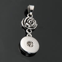 Snap Button Pendant Zinc Alloy Flower plated lead & cadmium free 18mm Approx 3-5mm Inner Approx 6mm Sold By PC