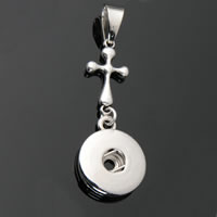 Snap Button Pendant Zinc Alloy Cross platinum color plated lead & cadmium free 18mm Approx 3-5mm Inner Approx 6mm Sold By PC