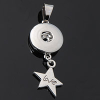 Pendentif bouton morceau, alliage de zinc, étoile, mot amour, Placage, avec le motif de lettre, sans plomb et cadmium, 18mm, Trou:Environ 3-5mm, Diamètre intérieur:Environ 6mm, Vendu par PC