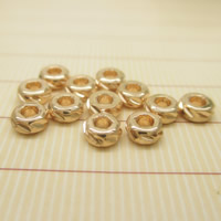 24K Gouden Kralen, Messing, Rondelle, 24K verguld, lood en cadmium vrij, 4x2mm, Gat:Ca 1-2mm, 10pC's/Bag, Verkocht door Bag