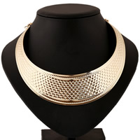 Fashion Choker halskæde, Zinc Alloy, med 18.5cm extender kæde, guldfarve belagt, bly & cadmium fri, 37mm, Indvendig diameter:Ca. 95mm, Solgt Per Ca. 11.5 inch Strand