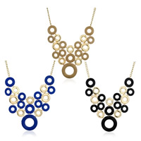 Zinklegering halskettingen, Zinc Alloy, met ijzeren ketting, met 7cm extender keten, Donut, gold plated, met geschilderde & twist ovale keten, meer kleuren voor de keuze, lood en cadmium vrij, 160x90mm, Lengte Ca 18.5 inch, 3strengen/Bag, Verkocht door Bag