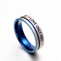 Bague Unisex, Acier titane, électrophorèse, unisexe & normes différentes pour le choix & avec le motif de lettre, 6mm, Vendu par PC